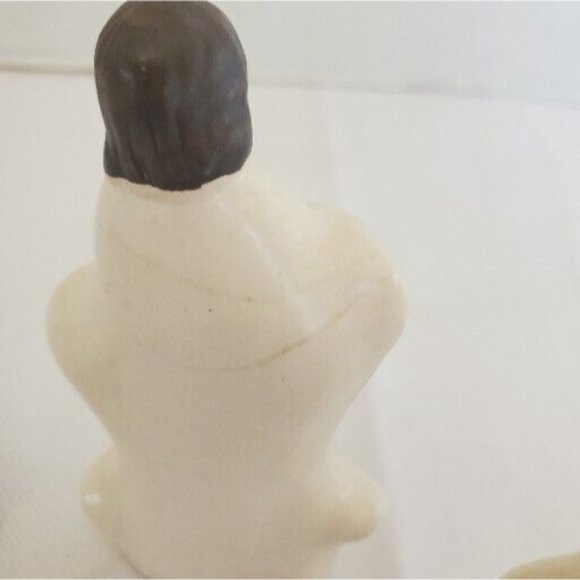 Vintage Porcelain Ten Piece Small Nativity Set White Gold Accents - Picture 12 of 16